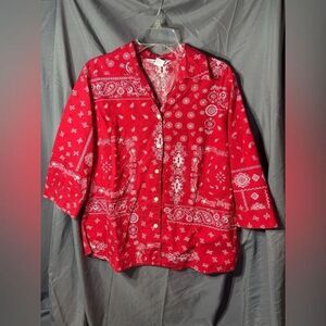 Alia Red Bandana-Style Button Shirt EPC